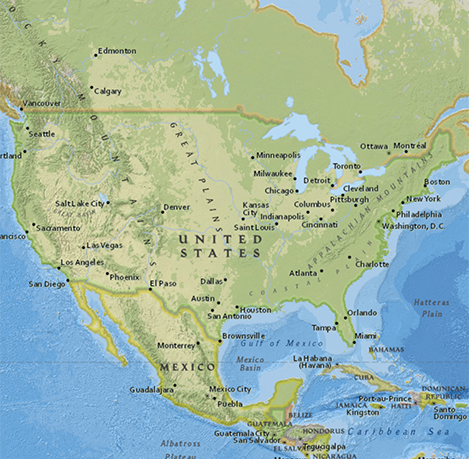 map of North America