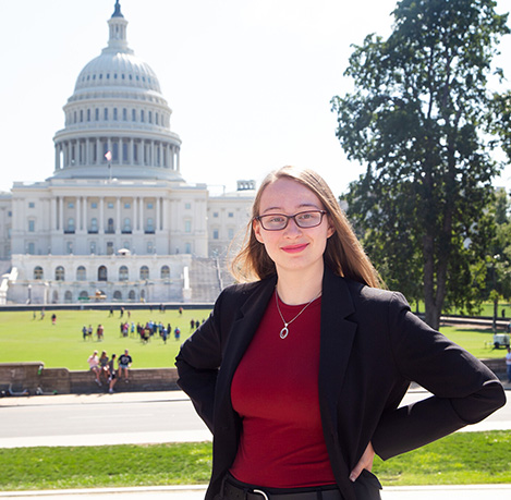 Conservation Nation Youth Advisory Council member Lauren by the Capitol Building in Washington, DC