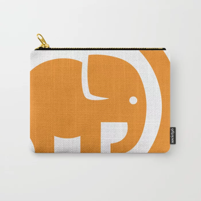 zippered bag with conservation nation orange elephant logo