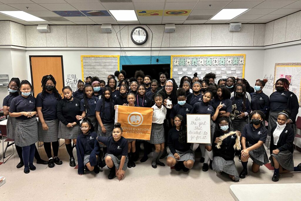 Students at Washington School for Girls with Conservation Nation Fellow Taylor Rabe